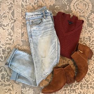 American Eagle Distressed Artist Crop Jeans